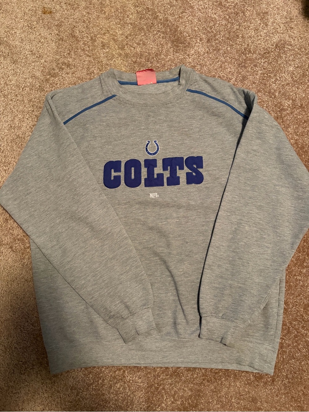 NFL Colts Grey Crewneck with Blue Lettering